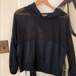 Lorna Jane Black mesh workout shirt hoodie